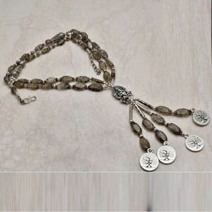 New Unique Black Rutile Quartz 925 Silver Blessing Necklace.